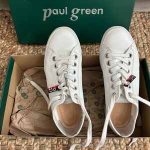 Paul Green Classic White Lace-Up Leather Sneakers